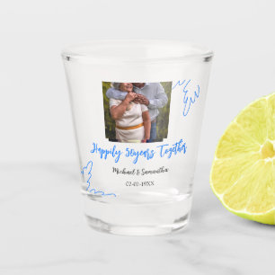 Verre A Shot applaudissements à 50 ans anniversaire bleu feuill