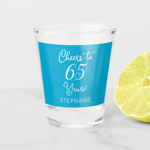 Verre A Shot Aqua Blue encourage à 65 ans 65e anniversaire fête