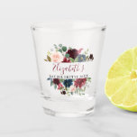 Verre A Shot Aquarelle Bachelorette Party Burgundy Bleu Floral<br><div class="desc">Aquarelle Burgundy Bleu Floral Bachelorette Fête Verre</div>