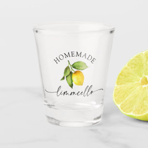 Verre A Shot Aquarelle citron calligraphie maison Limoncello