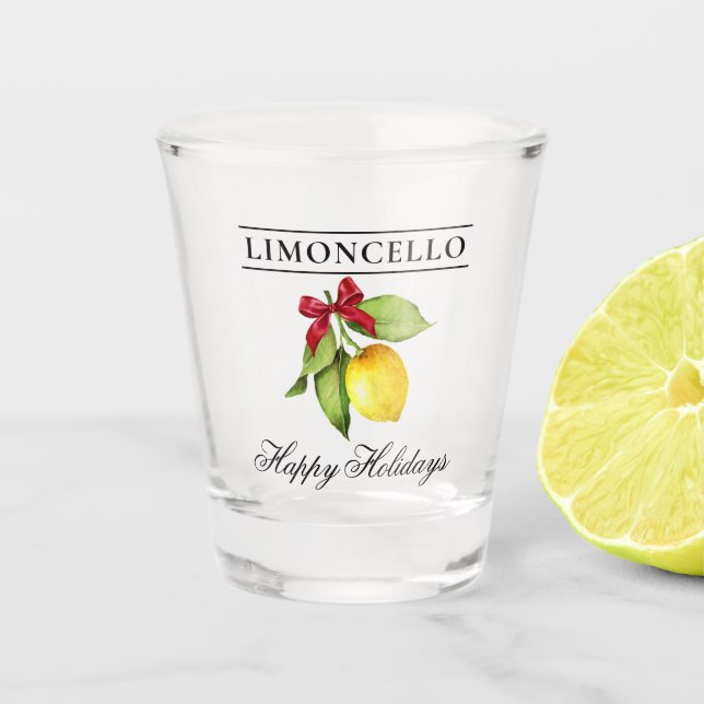 Verre A Shot Aquarelle Citron Limoncello Joyeuses Vacances (Devant)