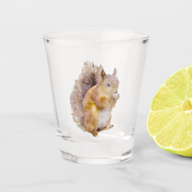 Verre A Shot Aquarelle d'écureuil rouge (Devant)