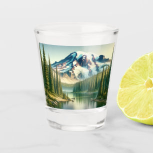 Verre A Shot Aquarelle du parc national du Mont-Rainier