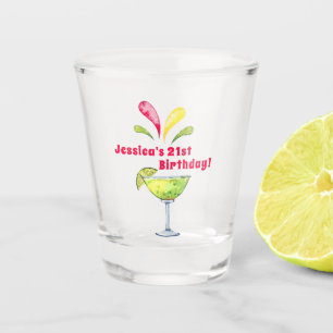 Verre A Shot Aquarelle festive Margarita   21e anniversaire
