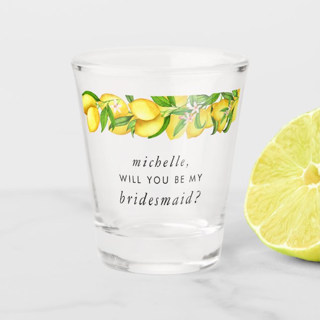 Verre A Shot Aquarelle Fête des mariées citron - Bridesmaid (Devant)