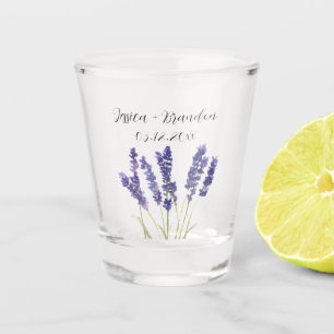 Verre A Shot Aquarelle lavande Fleurs violettes Mariage floral