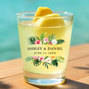 Verre A Shot Aquarelle Mariage floral tropical