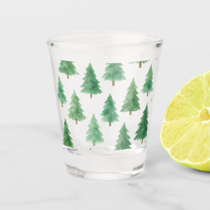 Verre A Shot Aquarelle moderne Pins de Noël Arbres sans soudure