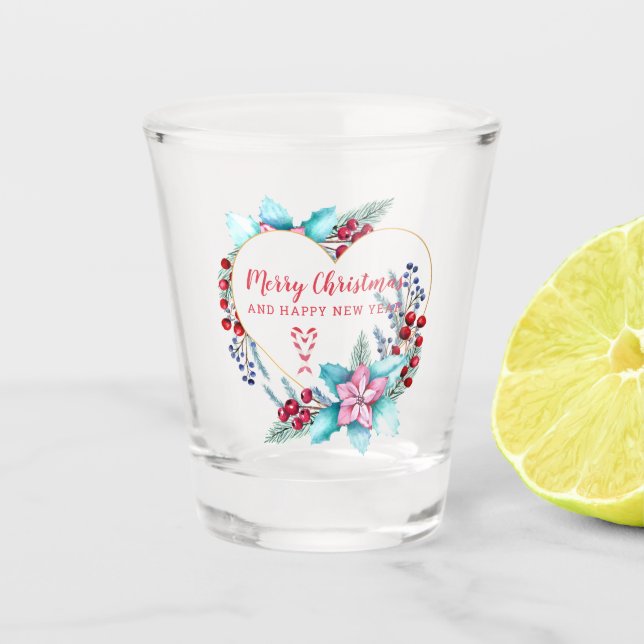 Verre A Shot Aquarelle Noël couronne & Sucre de canne (Devant)