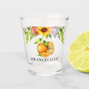 Verre A Shot Aquarelle Oranges Floral Verdure Orangecello