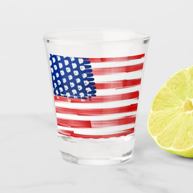 Verre A Shot Aquarelle peinte drapeau américain (Devant)