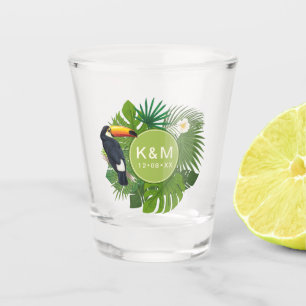 Verre A Shot Aquarelle Tropical avec Toucan Green ID577
