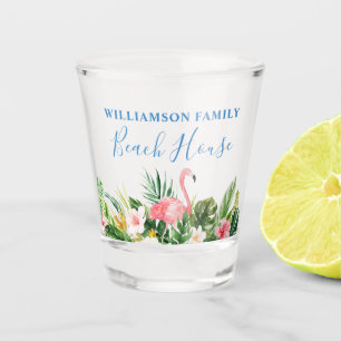 Verre A Shot Aquarelle Tropical Floral Beach House Family Blue
