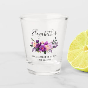 Verre A Shot Aquarelle Violet Violet Floral Bachelorette Party