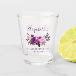 Verre A Shot Aquarelle violette violet Floral Bachelorette Part