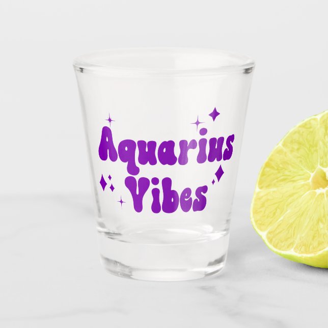 Verre A Shot Aquarius Vibes Astrologie Zodiaque Étoiles violett (Devant)