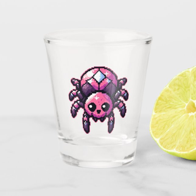 Verre A Shot Araignée Pixel mignonne (Devant)