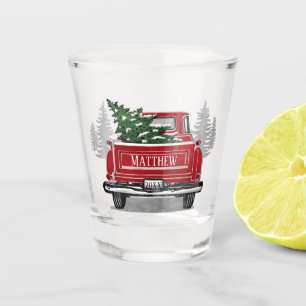 Verre A Shot Arbre de Noël du camion rouge Vintage Année