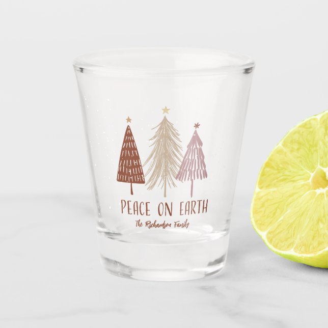 Verre A Shot Arbres de Noël Paix sur Terre Élégant Personnalisé (Devant)