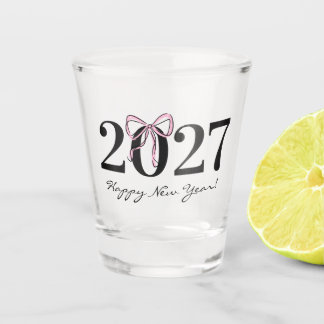 Verre A Shot Arc en ruban rose chic Nouvel An 2027