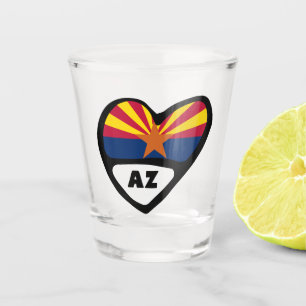 Verre A Shot Arizona, AZ Drapeau D'Etat En Coeur