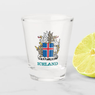 Verre A Shot Armoiries de l'Islande et de l'Islande, drapeau /