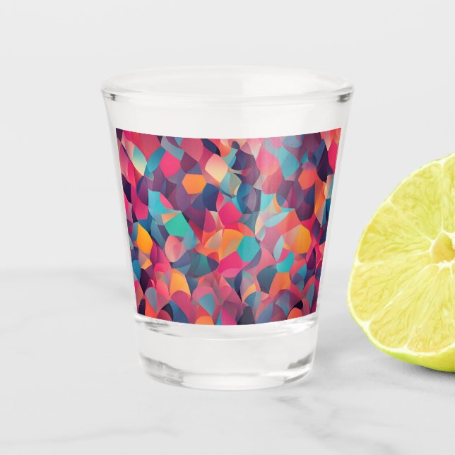 Verre A Shot Art Abstrait géométrique vibrant (Devant)