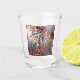 Verre A Shot Art doux de pastels de vol de colibri