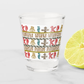 Verre A Shot Art et symboles aztèques colorés