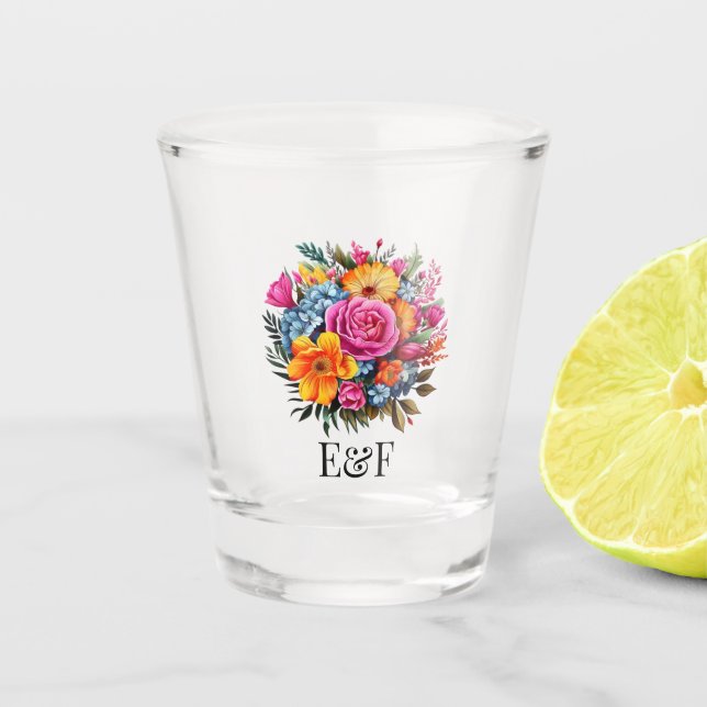 Verre A Shot Art floral vibrant de l'art populaire mexicain ave (Devant)