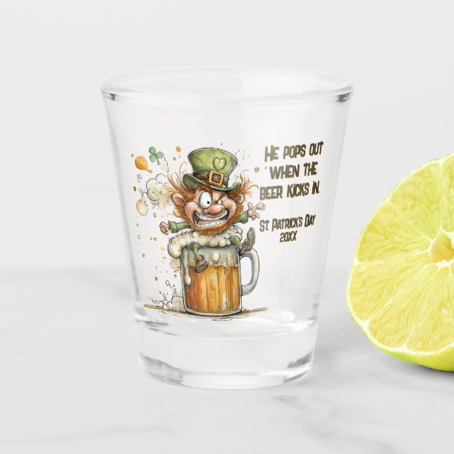 Verre A Shot Art joyeux de lutin de la Saint-Patrick (Devant)