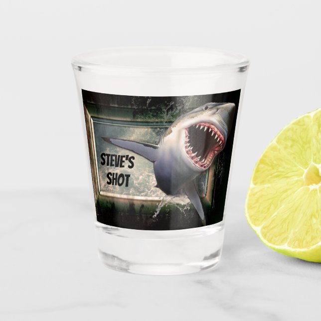Verre A Shot Attaque de requin jaillissant de l'eau style 3d (Devant)