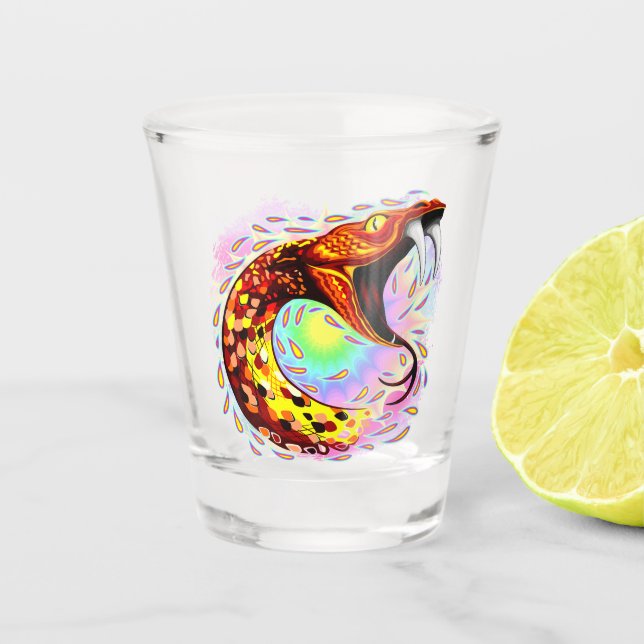 Verre A Shot Attaque de serpent Psychedelic Surreal Art (Devant)