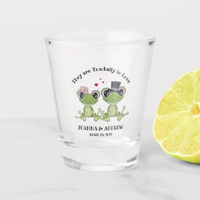 Verre A Shot ©Aujourd'hui dans Love Frog Couple Rustic Mariage (Devant)