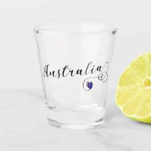 Verre A Shot Australie, Drapeau Australien En Coeur