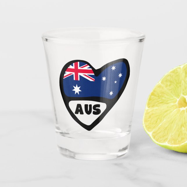 Verre A Shot Australie Pays Code Drapeau Coeur AUS (Devant)