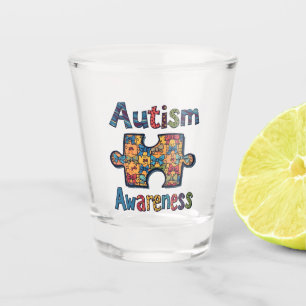 Verre A Shot Autisme Maman Puzzle Pièce Coquette Bow Ruban Auti
