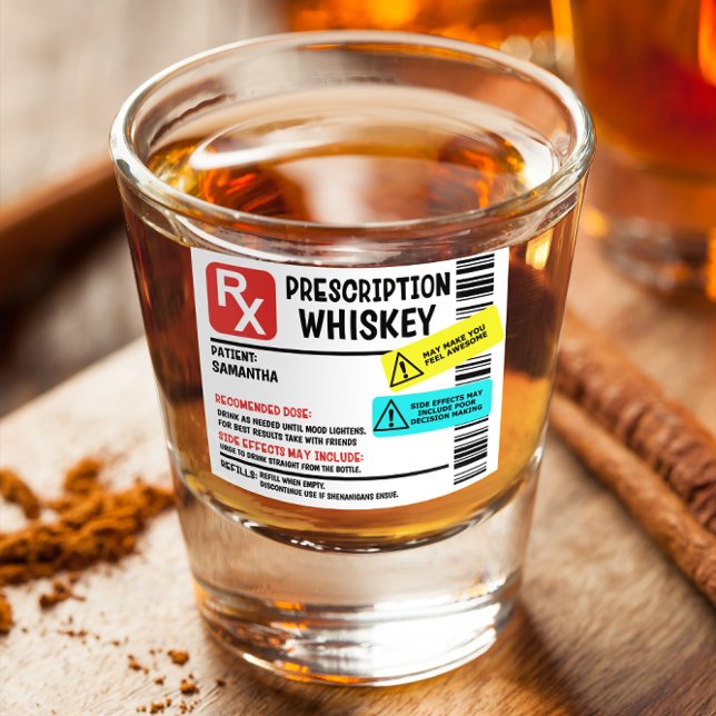 Verre A Shot Avertissement personnalisé de Whiskey d'ordonnance (Créateur téléchargé)