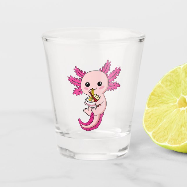 Verre A Shot Axolotl Manger Ramen nouilles Kawaii Anime Shot Gl (Devant)