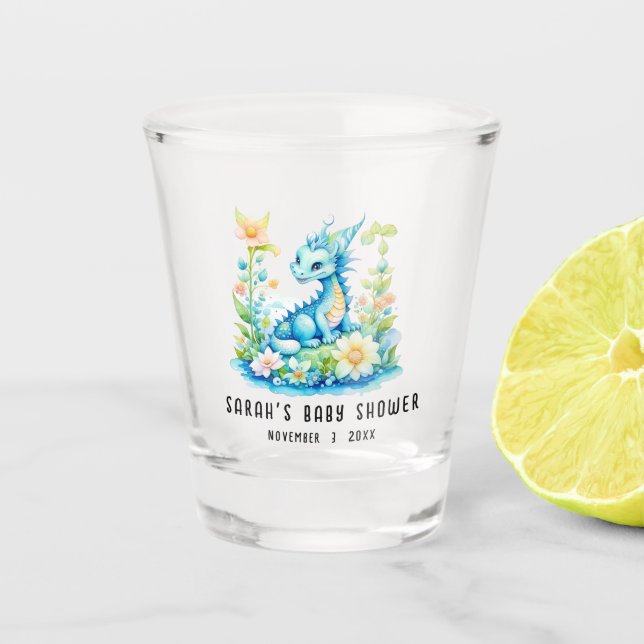 Verre A Shot Baby shower Blue Turquoise Green Dragon (Devant)