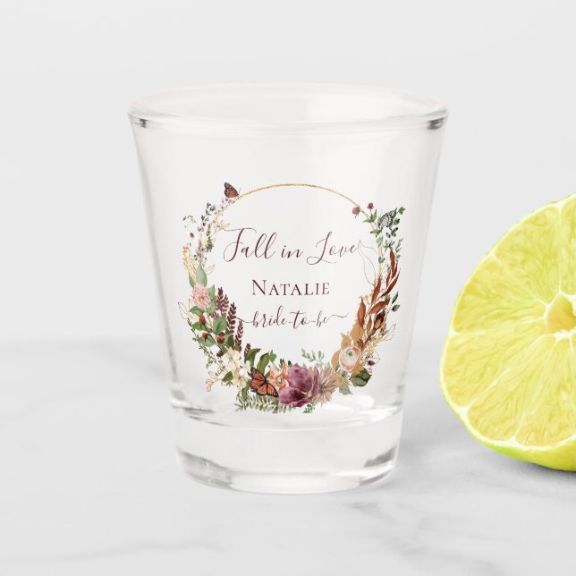 Verre A Shot Baby Shower Floral Rustique d'Automne pour une Mar (Devant)