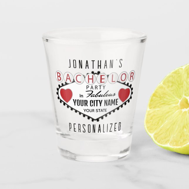 Verre A Shot Bachelier - Style Vegas - Rouge  (Devant)