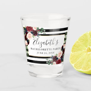 Verre A Shot Bachelorette Burgundy Blue Floral