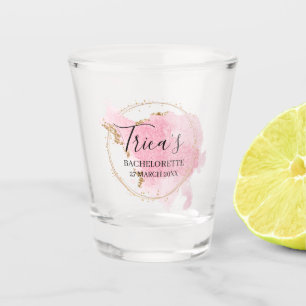 Verre A Shot Bachelorette de la Parties scintillant d'or Pink W