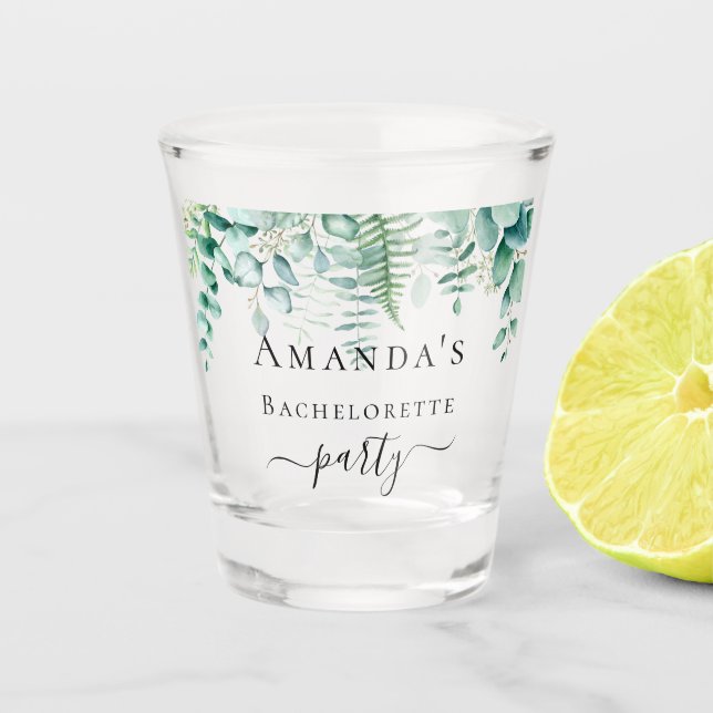 Verre A Shot Bachelorette eucalyptus verdure fougères bois (Devant)