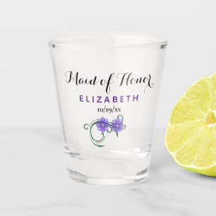 Verre A Shot Bachelorette Fête Maid of Honor Mariage violet