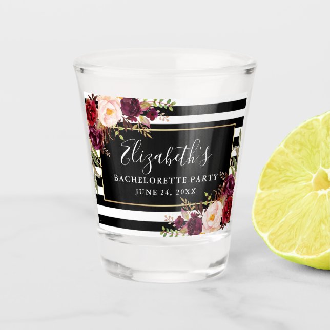 Verre A Shot Bachelorette Florale Bourgogne (Devant)
