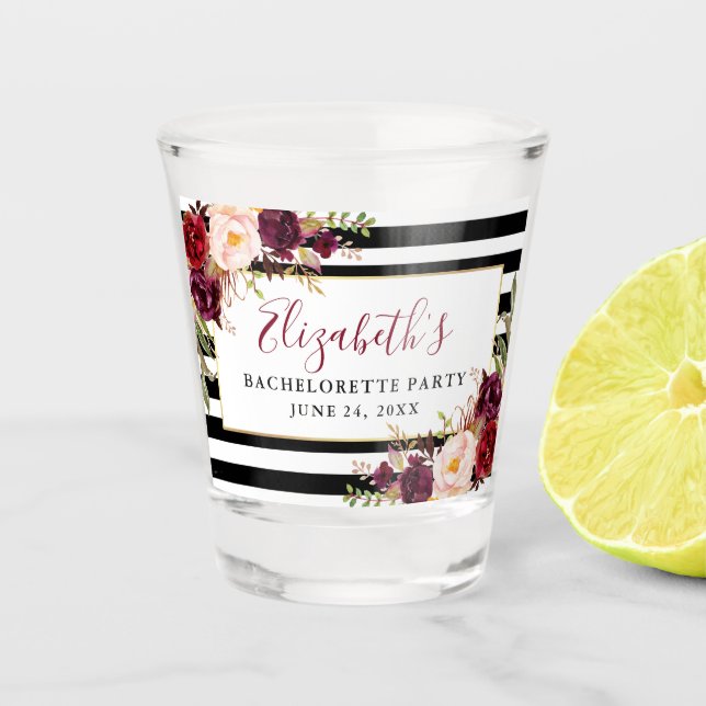 Verre A Shot Bachelorette Florale Bourgogne (Devant)