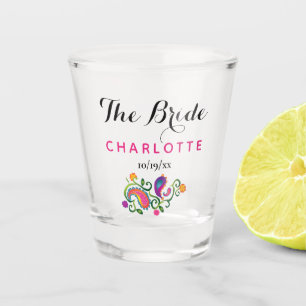 Verre A Shot Bachelorette Mariage de la fête Pink Paisley