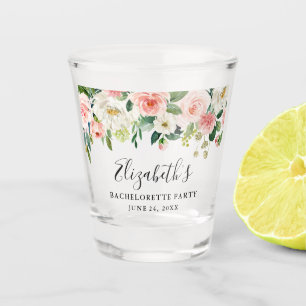 Verre A Shot Bachelorette Party Aquarelle blanche rose